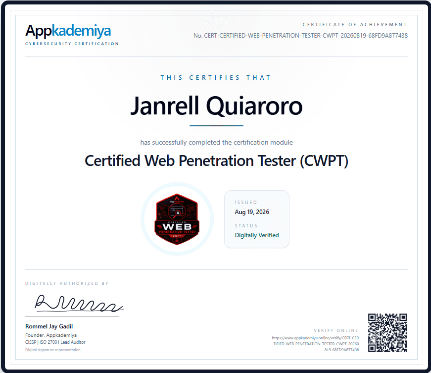Certified Web Penetration Tester